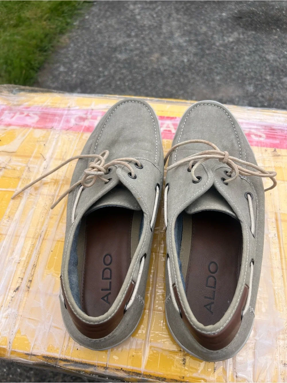 Aldo Men’s Light Gray Canvas Boat Shoes Size 10